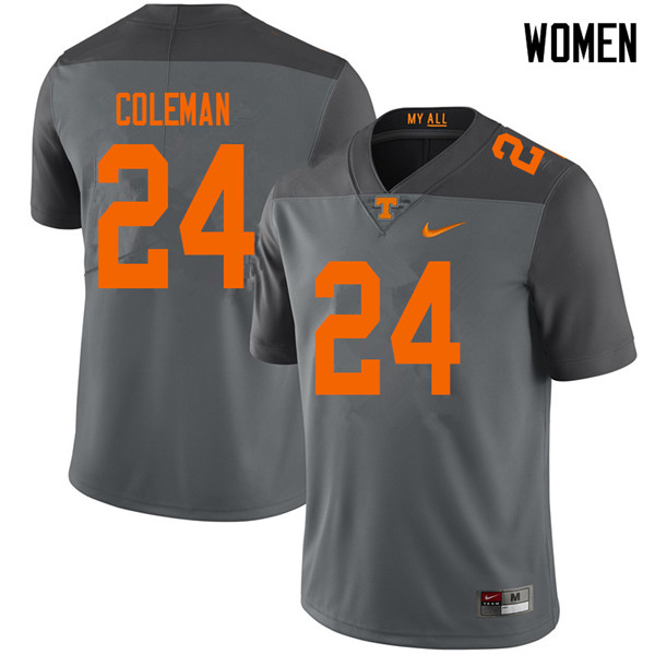 Women #24 Trey Coleman Tennessee Volunteers College Football Jerseys Sale-Gray